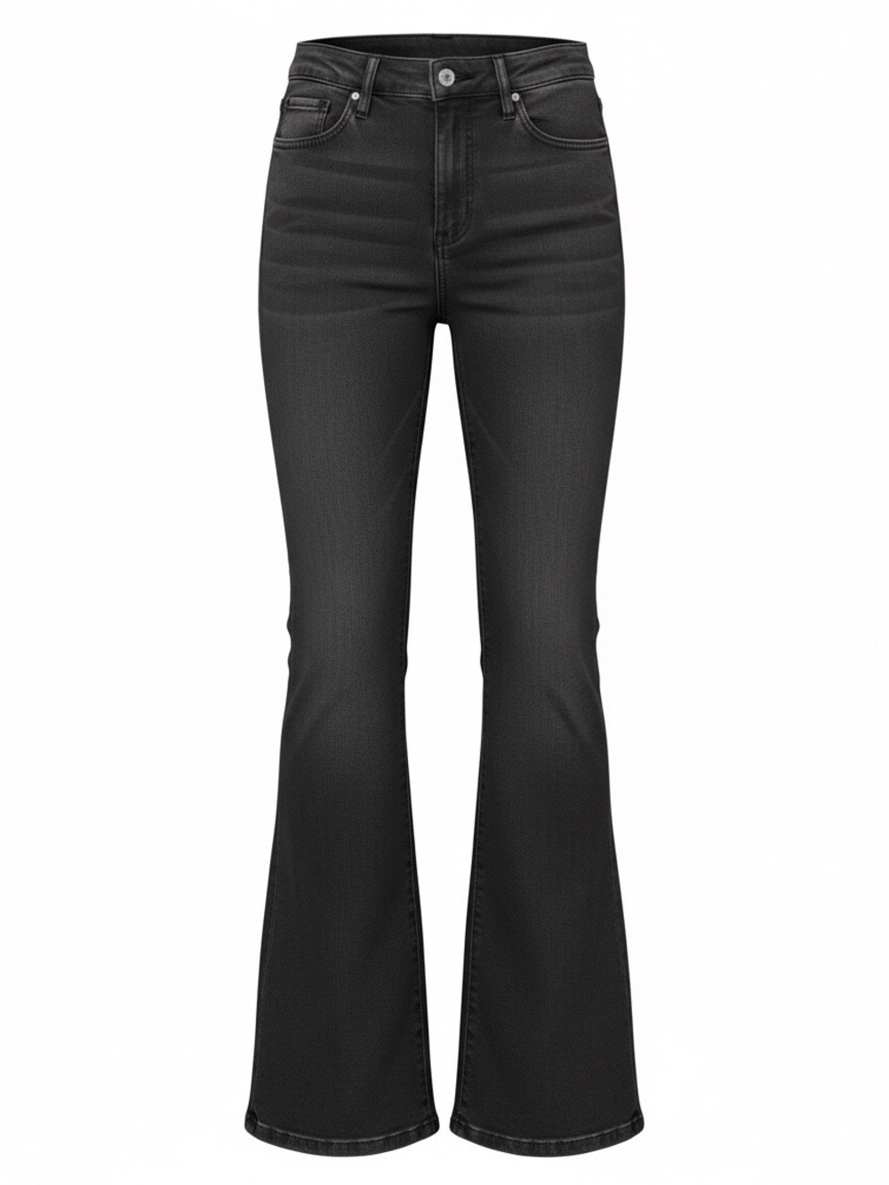 Mid-Rise Black Flare Jeans for Women